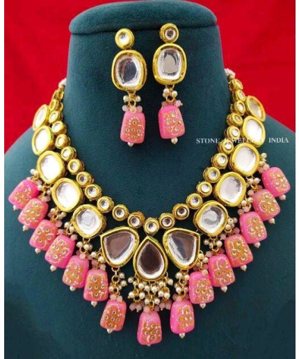 Heavy Meenakari Jadau Kundan Handmade Kundan Bridal Choker Set, Tanjore Semiprecious Stone Kundan Necklace, Customizable Indian Jewelry Set | Save 33% - Rajasthan Living
