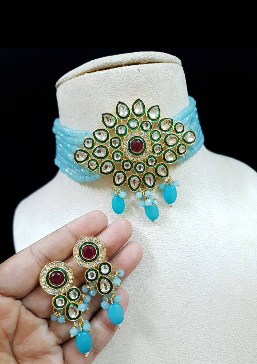 Indian Kundan Choker/ Indian Jewelry/ Indian Necklace/ Indian Choker/ Indian Wedding Necklace Set/ Kundan Choker/ Flower Necklace/ Diwali | Save 33% - Rajasthan Living 16
