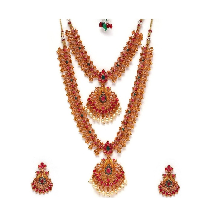 Beautiful Traditional Gold-plated Tample Jewellery Set /indian Women Jewellery Gold Plated Fashion Jewelry / Wedding Wear Bridal Set | Save 33% - Rajasthan Living 7
