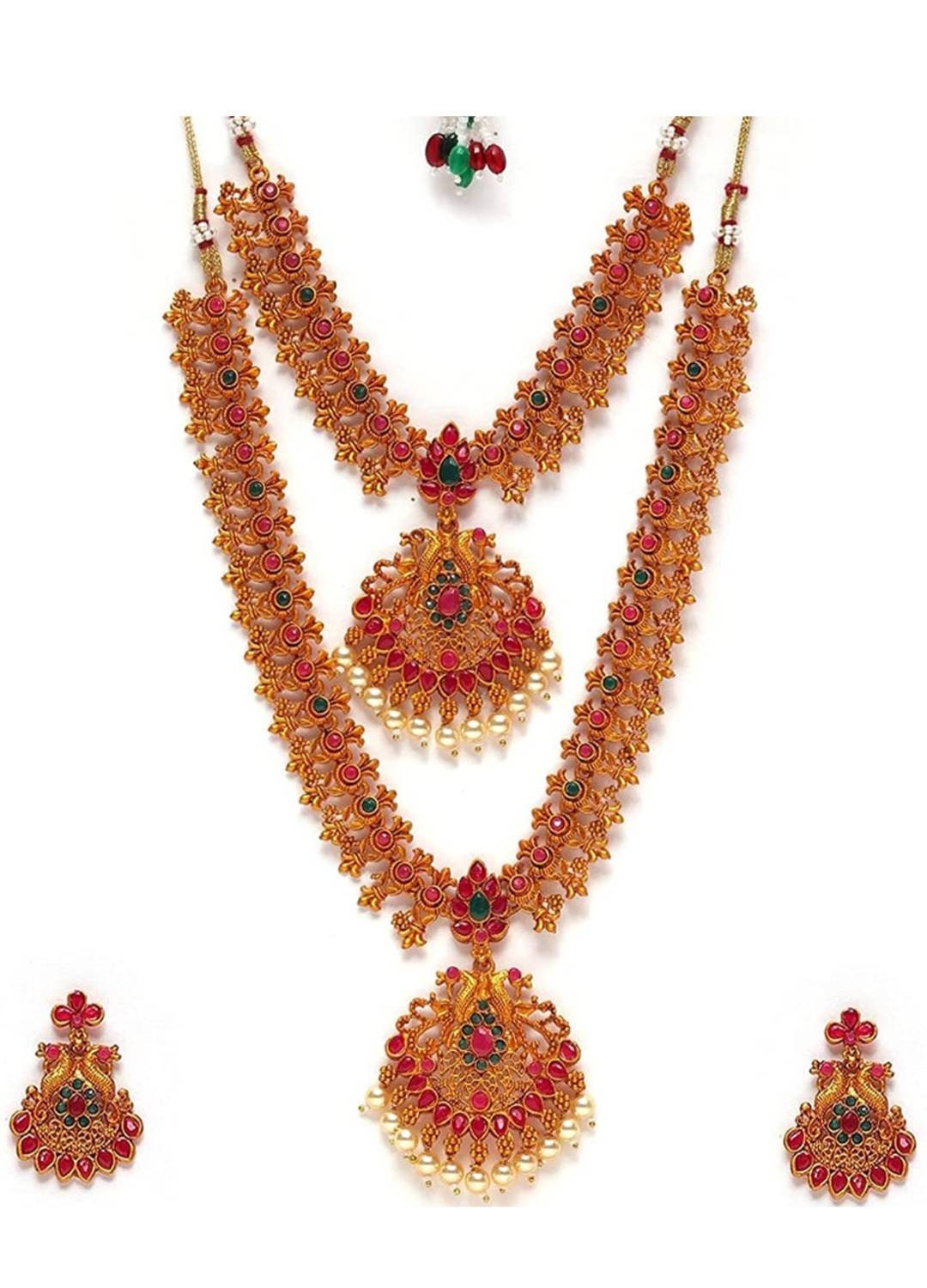 Beautiful Traditional Gold-plated Tample Jewellery Set /indian Women Jewellery Gold Plated Fashion Jewelry / Wedding Wear Bridal Set | Save 33% - Rajasthan Living 14