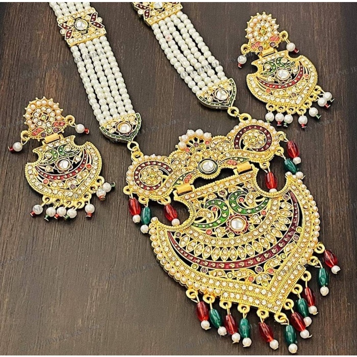 Long Navratan Mala Rani Haar Set/ Indian Pakistani Shaadi Wedding Bridal Jewelry/ Sabyasachi Inspirational/ Bollywood / Muslim Fashion | Save 33% - Rajasthan Living 8