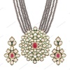 Long Polki Necklace – Pakistani Jewelry – Kundan Necklace Set W/earrings – Indian Wedding Bridal Jewelry – Semiprecious Gray Beaded Necklace | Save 33% - Rajasthan Living 12