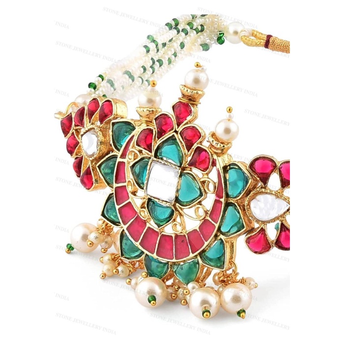 Indian Kundan Choker/ Indian Jewelry/ Indian Necklace/ Indian Choker/ Indian Wedding Necklace Set/ Kundan Choker/Party Wear Set, Multicolor | Save 33% - Rajasthan Living 6