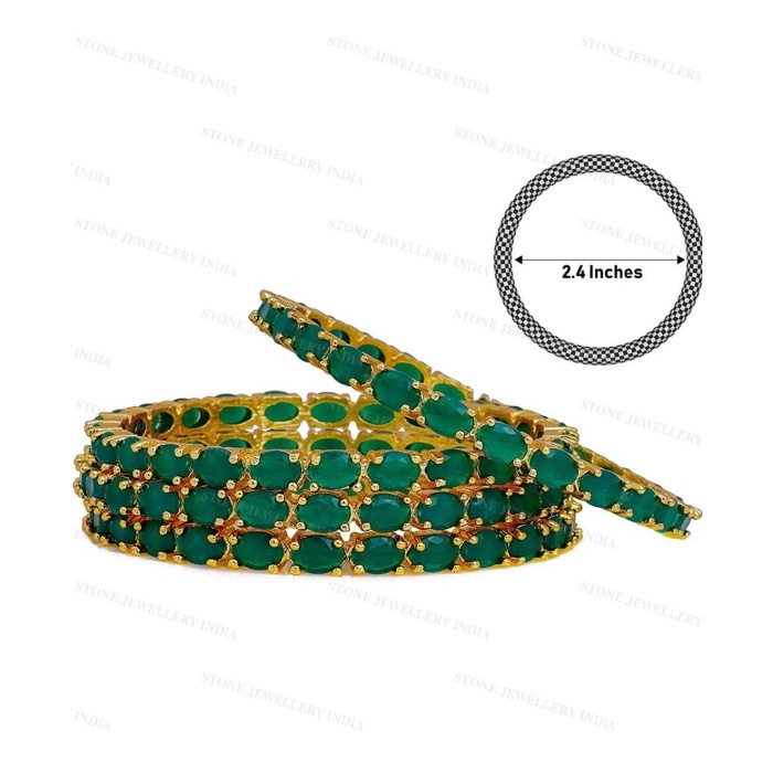 Beautiful Gold Plated Emerald Green Stone Bangles -Wedding Bridal Jewelry -Bridesmaid Gift -Designer Pearl Bangles -Indian Ethnic Bangle | Save 33% - Rajasthan Living 7