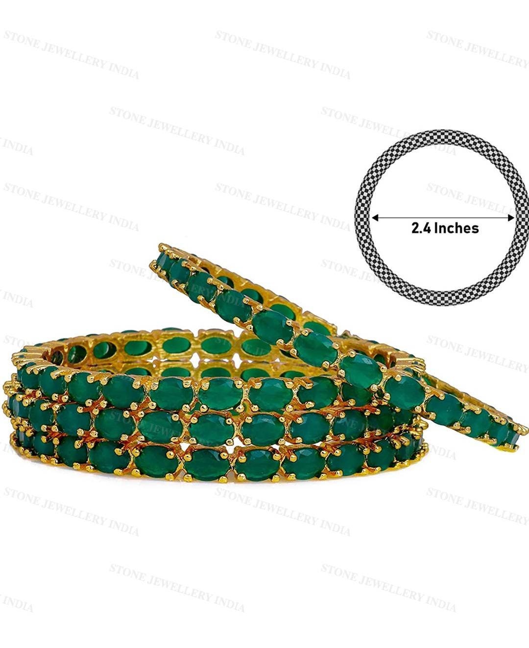 Beautiful Gold Plated Emerald Green Stone Bangles -Wedding Bridal Jewelry -Bridesmaid Gift -Designer Pearl Bangles -Indian Ethnic Bangle | Save 33% - Rajasthan Living 11