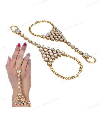 Kundan Bracelet/ Polki Haath Phool /hath Panja/ Adjustable Bracelet/ Finger Bracelet /indian Bridal Jewellery/ Hand Harness /dulhan Barclet | Save 33% - Rajasthan Living 3