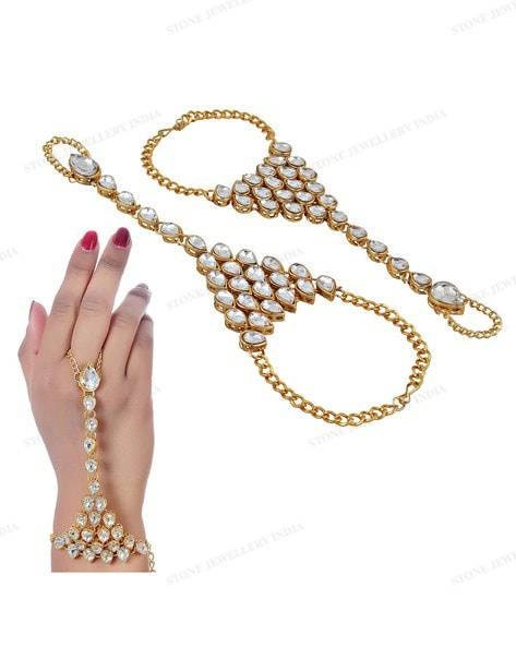 Kundan Bracelet/ Polki Haath Phool /hath Panja/ Adjustable Bracelet/ Finger Bracelet /indian Bridal Jewellery/ Hand Harness /dulhan Barclet | Save 33% - Rajasthan Living 11