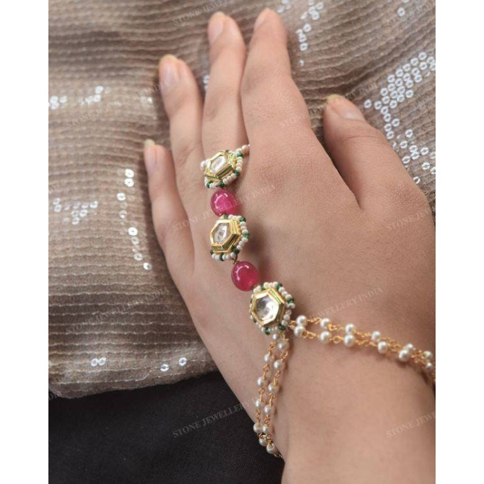 Kundan Bracelet/ Polki Haath Phool /Hath Panja/ Adjustable Bracelet/ Finger Bracelet /Indian Bridal Jewellery/ Hand Harness /Dulhan Barclet | Save 33% - Rajasthan Living 5