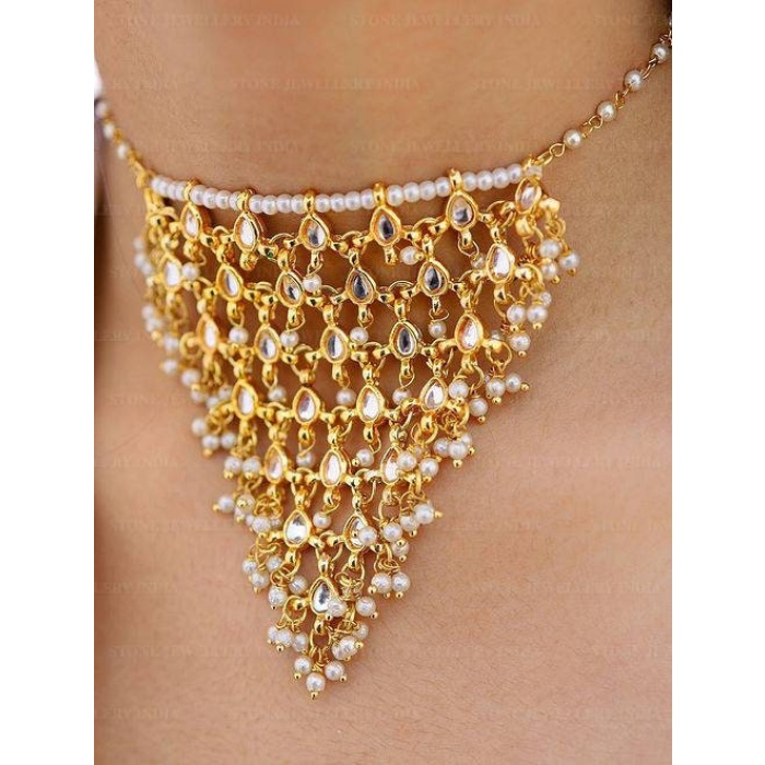 Kundan Necklace/ Indian Jewelry/ High Quality Jewelry Set, Bridal Aad Wedding Set, Bollywood Jewelry,Rajputi Jewelry. Gold Plated Fashion | Save 33% - Rajasthan Living 7