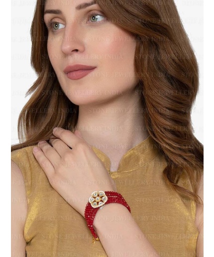 Kundan Bracelet/ Polki Haath Phool /hath Panja/ Adjustable Bracelet/ Finger Bracelet /Indian Bridal Jewellery/ Hand Harness /Flower Bracelet | Save 33% - Rajasthan Living 3