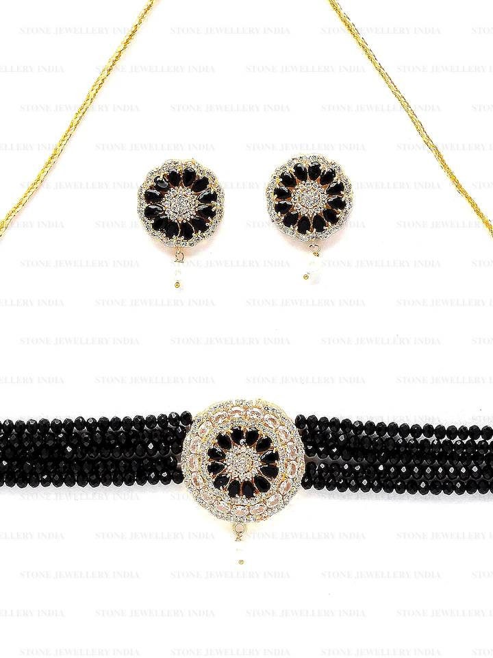 Indian Jewelry,kundan Choker Necklace,Wedding Jewelry,Indian Choker,Indian Kundan Necklace Set,American Diamond Black Choker With Earrings | Save 33% - Rajasthan Living 17