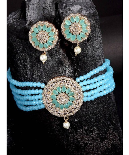 Indian Jewelry,kundan Choker Necklace,Wedding Jewelry,Indian Choker,Indian Kundan Necklace Set,American Diamond cz Choker With Earrings | Save 33% - Rajasthan Living 5