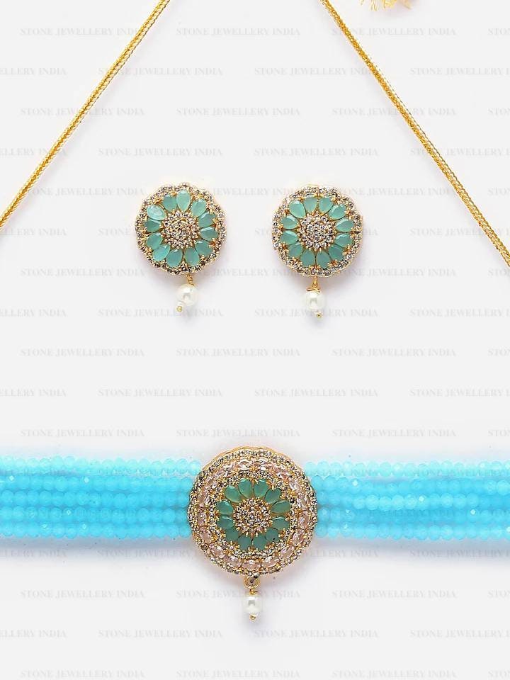 Indian Jewelry,kundan Choker Necklace,Wedding Jewelry,Indian Choker,Indian Kundan Necklace Set,American Diamond cz Choker With Earrings | Save 33% - Rajasthan Living 16