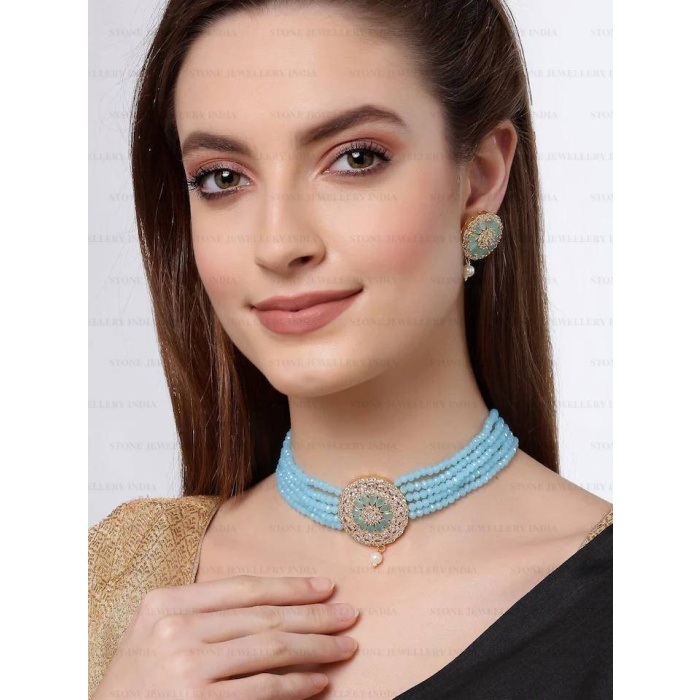 Indian Jewelry,kundan Choker Necklace,Wedding Jewelry,Indian Choker,Indian Kundan Necklace Set,American Diamond cz Choker With Earrings | Save 33% - Rajasthan Living 8