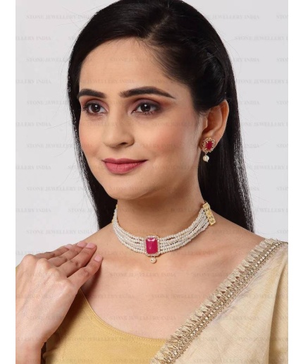 Indian Kundan Choker/ Indian Jewelry/ Indian Necklace/ Indian Choker/ Indian Wedding Necklace Set/ Ad Jewellery / cz Jewellery / Diwali Sale | Save 33% - Rajasthan Living 3