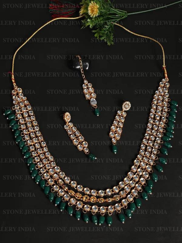 Kundan Meena Set, Green Kundan Bridal Set, Kundan Bridal Necklace Set, Customizable Kundan Bridal Sets, Royal Kundan Sets, Dulhan Set, New | Save 33% - Rajasthan Living 9
