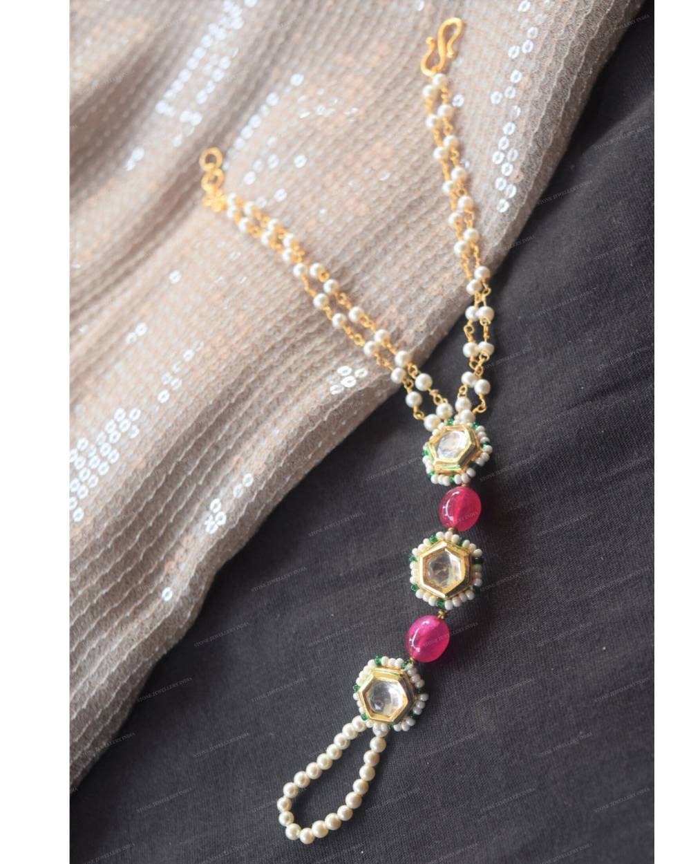 Kundan Bracelet/ Polki Haath Phool /Hath Panja/ Adjustable Bracelet/ Finger Bracelet /Indian Bridal Jewellery/ Hand Harness /Dulhan Barclet | Save 33% - Rajasthan Living 8