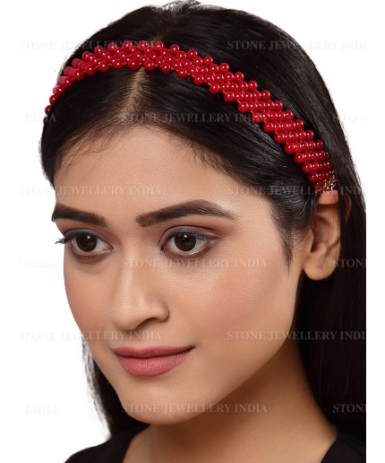 Handcrafted Red Beaded Hairband for Girls | Save 33% - Rajasthan Living