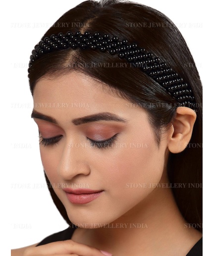 Handcrafted Black Beaded Hairband for Girls | Save 33% - Rajasthan Living