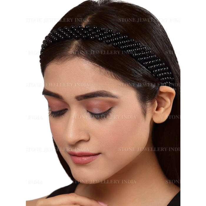 Handcrafted Black Beaded Hairband for Girls | Save 33% - Rajasthan Living 5