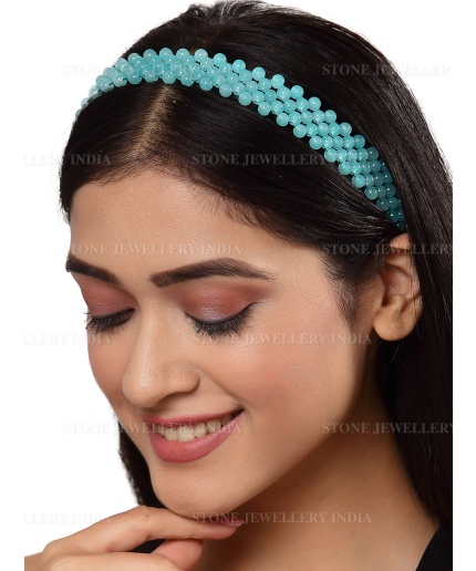 Handcrafted Sky Blue Beaded Hairband for Girls | Save 33% - Rajasthan Living