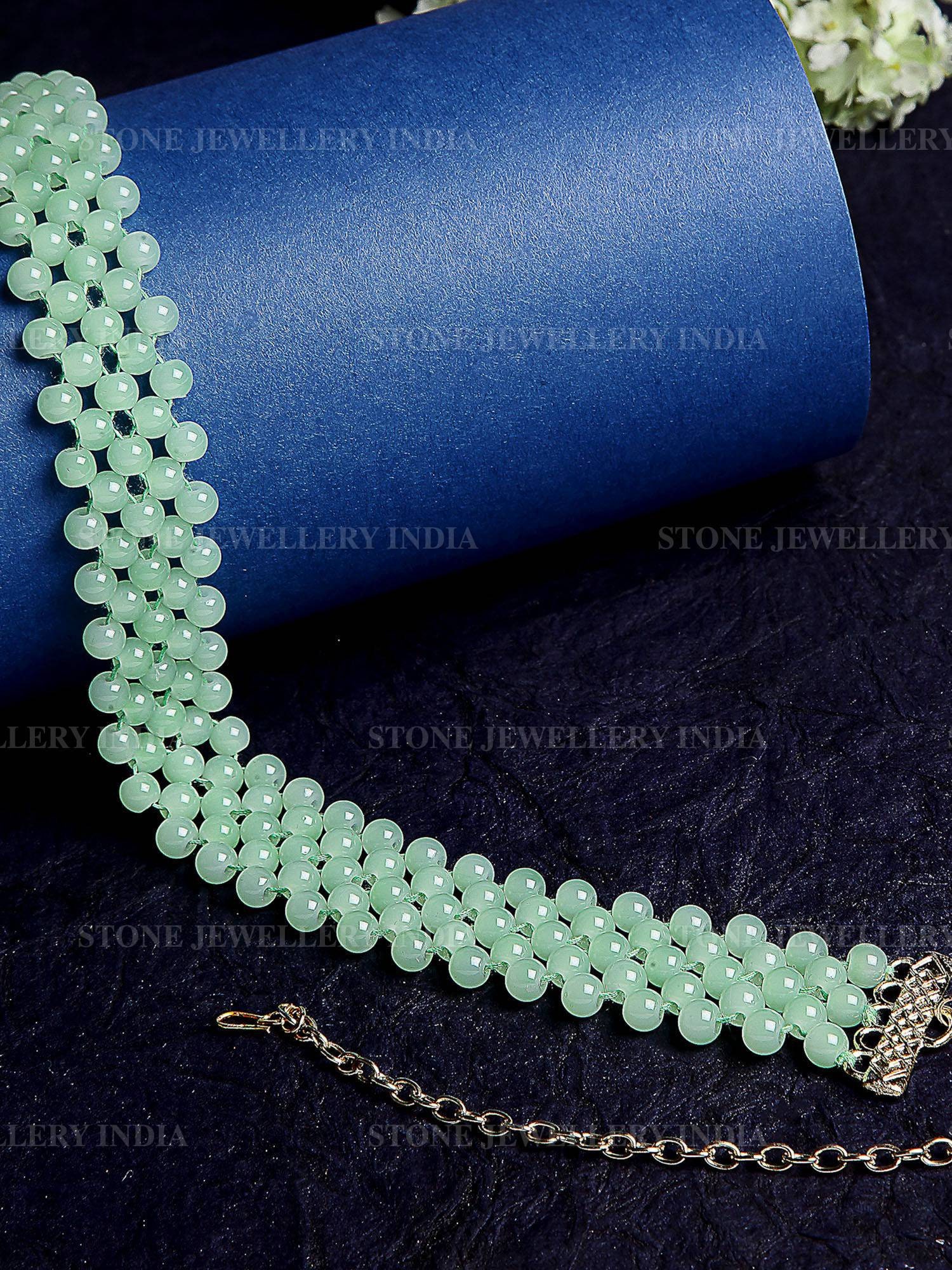 Handcrafted Mint Green Beaded Hairband for Girls | Save 33% - Rajasthan Living 10