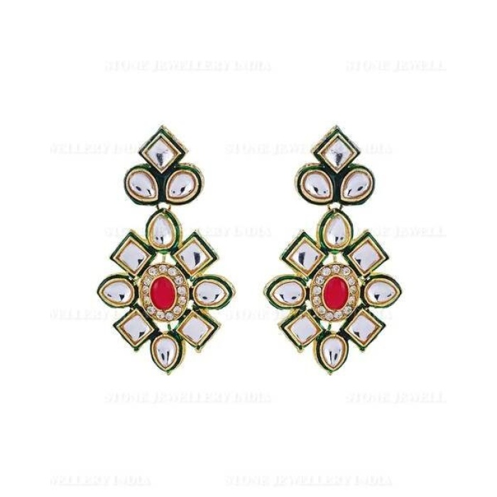 Long Polki Necklace – Pakistani Jewelry – Kundan Necklace Set W/earrings – Indian Wedding Bridal Jewelry – Semiprecious Gray Beaded Necklace | Save 33% - Rajasthan Living 9