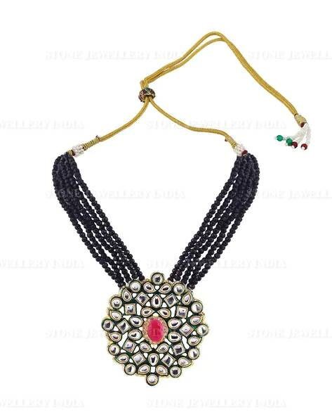 Long Polki Necklace – Pakistani Jewelry – Kundan Necklace Set W/earrings – Indian Wedding Bridal Jewelry – Semiprecious Gray Beaded Necklace | Save 33% - Rajasthan Living 17