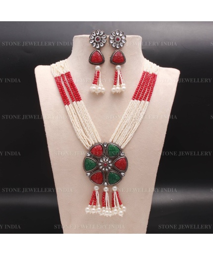 Long Multicolor Polki Mala Necklace/indian Long Necklace/Pakistani Jewelry/Necklace Mala/Indian/Punjabi Jewelry/Indian Wedding/Rani Haar | Save 33% - Rajasthan Living