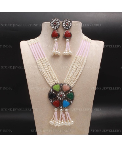 Long Multicolor Polki Mala Necklace/Indian Long Necklace/Pakistani Jewelry/Necklace Mala/Indian/Punjabi Jewelry/Indian Wedding/Rani Haar | Save 33% - Rajasthan Living