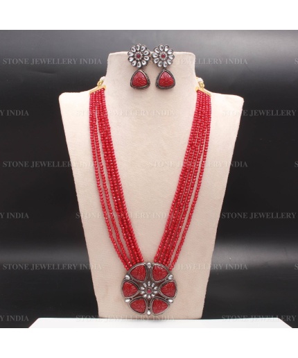 Long Red Polki Mala Necklace/Indian Long Necklace/Pakistani Jewelry/Necklace Mala/Indian/Punjabi Jewelry/Indian Wedding/Rani Haar | Save 33% - Rajasthan Living