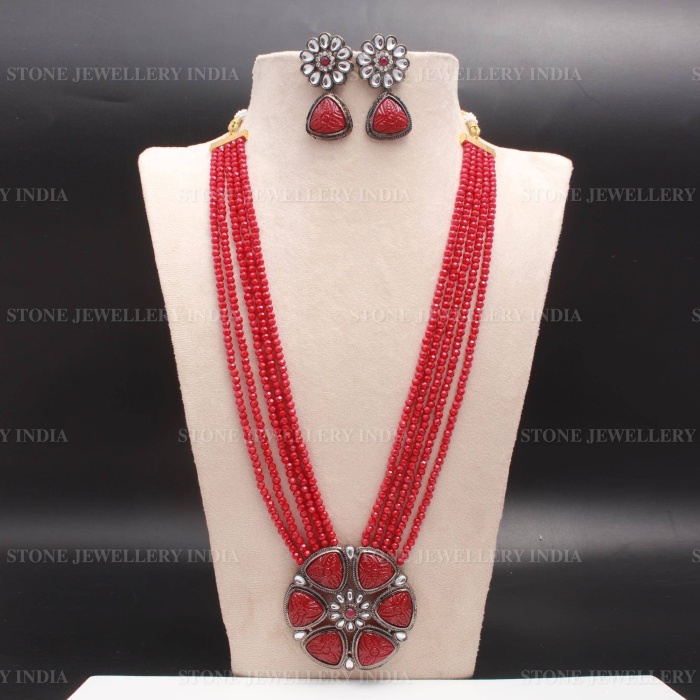 Long Red Polki Mala Necklace/Indian Long Necklace/Pakistani Jewelry/Necklace Mala/Indian/Punjabi Jewelry/Indian Wedding/Rani Haar | Save 33% - Rajasthan Living 5