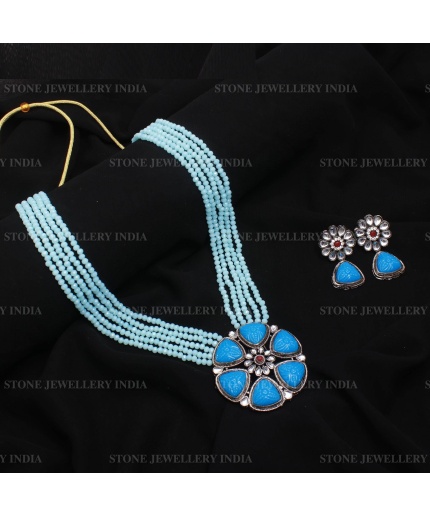 Long Sky Blue Polki Mala Necklace/indian Long Necklace/Pakistani Jewelry/Necklace Mala/Indian/Punjabi Jewelry/Indian Wedding/Rani Haar | Save 33% - Rajasthan Living 7