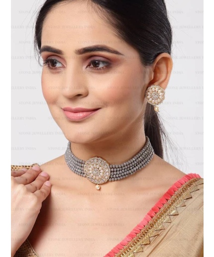 Indian Jewelry,kundan Choker Necklace,Wedding Jewelry,Indian Choker,Indian Kundan Necklace Set,American Diamond cz Choker With Earrings | Save 33% - Rajasthan Living 3