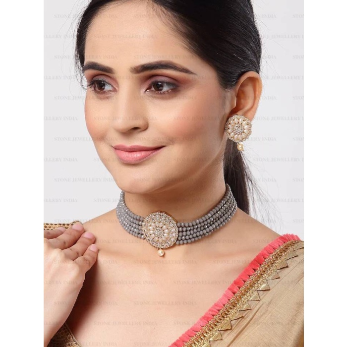 Indian Jewelry,kundan Choker Necklace,Wedding Jewelry,Indian Choker,Indian Kundan Necklace Set,American Diamond cz Choker With Earrings | Save 33% - Rajasthan Living 6