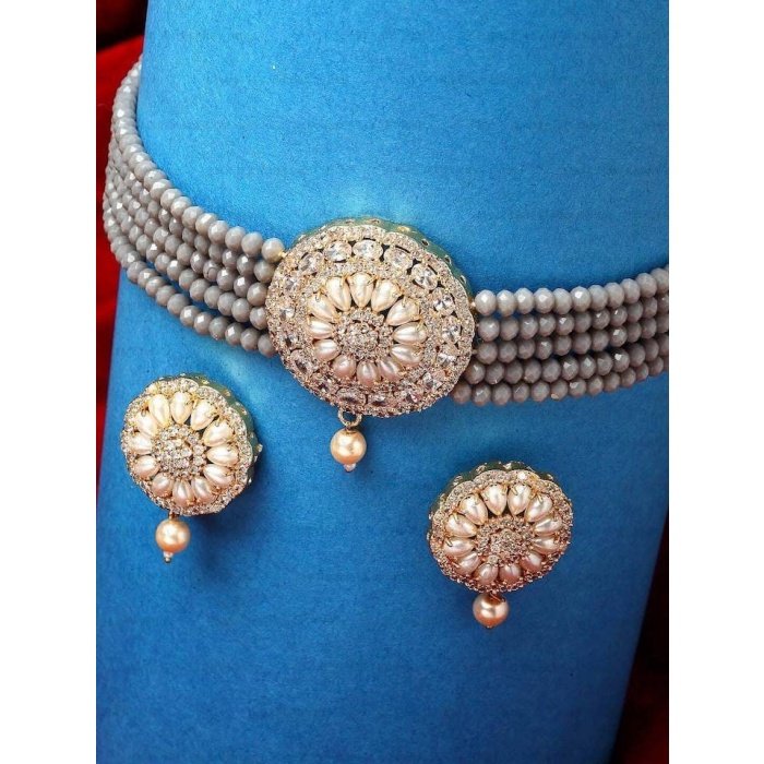 Indian Jewelry,kundan Choker Necklace,Wedding Jewelry,Indian Choker,Indian Kundan Necklace Set,American Diamond cz Choker With Earrings | Save 33% - Rajasthan Living 7