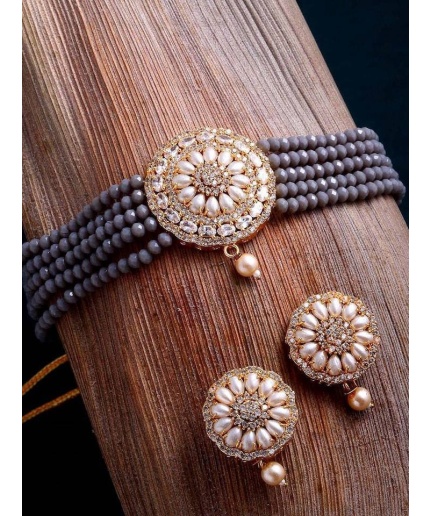 Indian Jewelry,kundan Choker Necklace,Wedding Jewelry,Indian Choker,Indian Kundan Necklace Set,American Diamond cz Choker With Earrings | Save 33% - Rajasthan Living