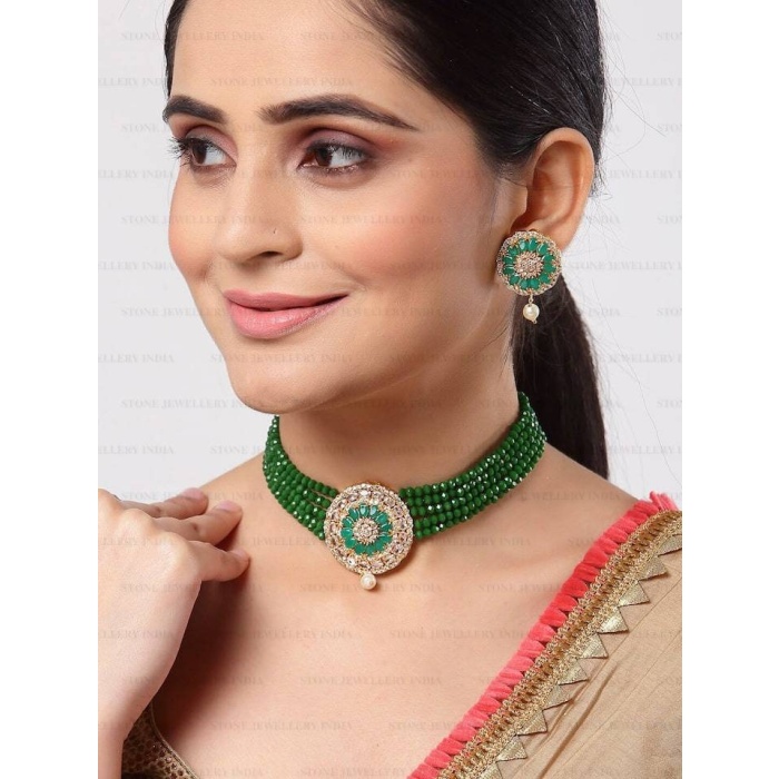 Indian Jewelry,ad Choker Necklace,Wedding Jewelry,Indian Choker,Indian Kundan Necklace Set,American Diamond cz Choker With Earrings | Save 33% - Rajasthan Living 7