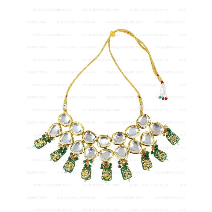 Heavy Meenakari Jadau Kundan Handmade Kundan Bridal Choker Set, Tanjore Semiprecious Stone Kundan Necklace, Customizable Indian Jewelry Set | Save 33% - Rajasthan Living 8