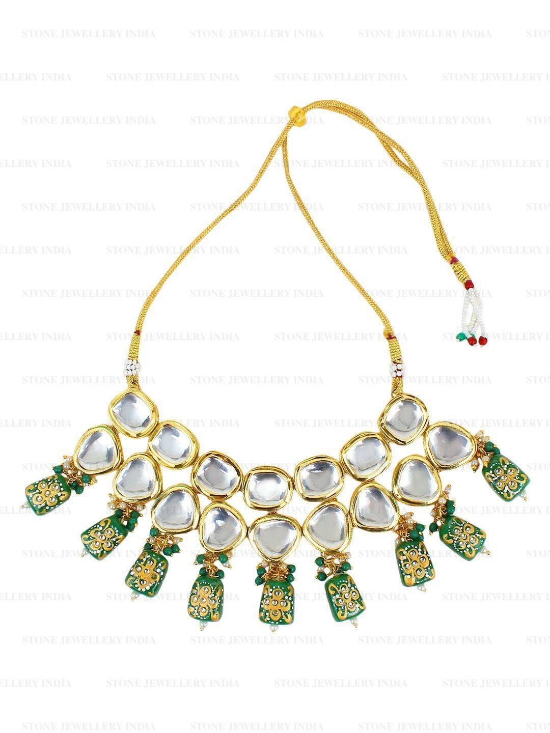 Heavy Meenakari Jadau Kundan Handmade Kundan Bridal Choker Set, Tanjore Semiprecious Stone Kundan Necklace, Customizable Indian Jewelry Set | Save 33% - Rajasthan Living 14