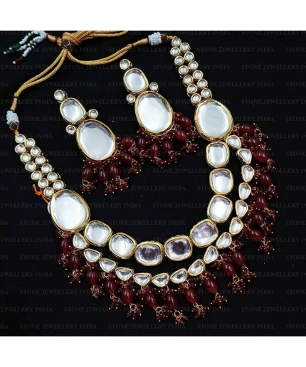 Heavy Meenakari Jadau Kundan Handmade Kundan Bridal Choker Set, Tanjore Semiprecious Stone Kundan Necklace, Customizable Indian Jewelry Set | Save 33% - Rajasthan Living 3