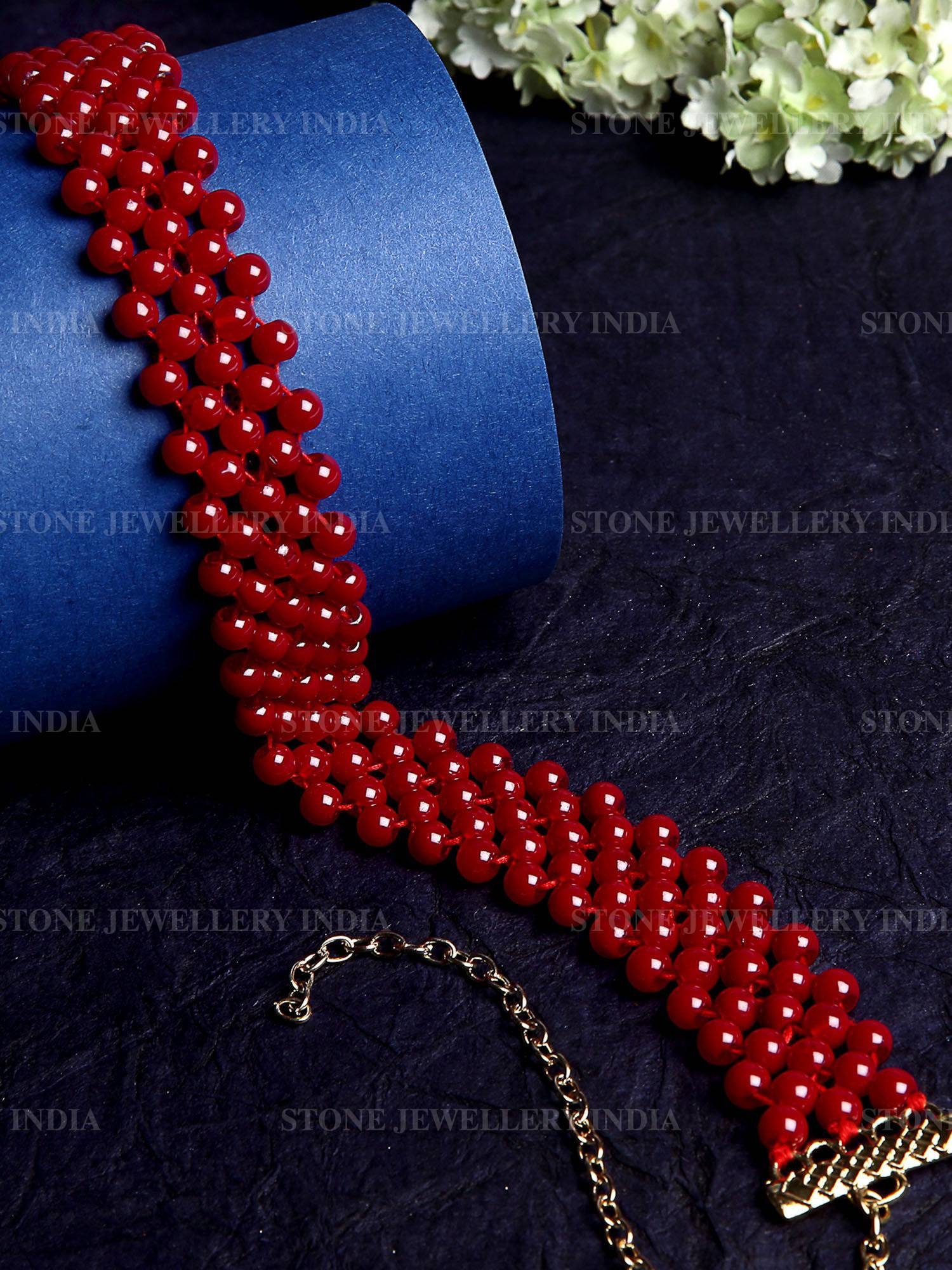 Handcrafted Red Beaded Hairband for Girls | Save 33% - Rajasthan Living 10