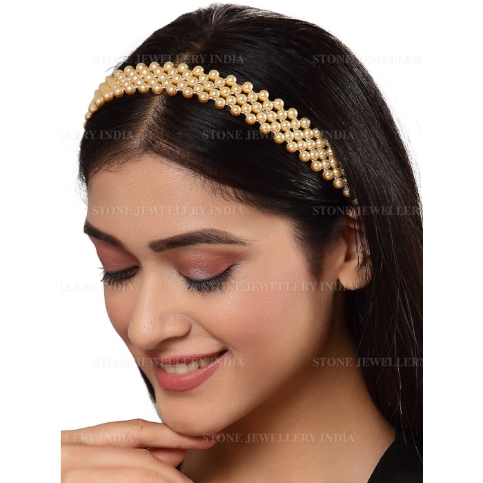 Handcrafted Golden Beaded Hairband for Girls | Save 33% - Rajasthan Living 5