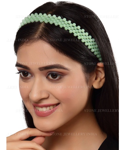 Handcrafted Mint Green Beaded Hairband for Girls | Save 33% - Rajasthan Living