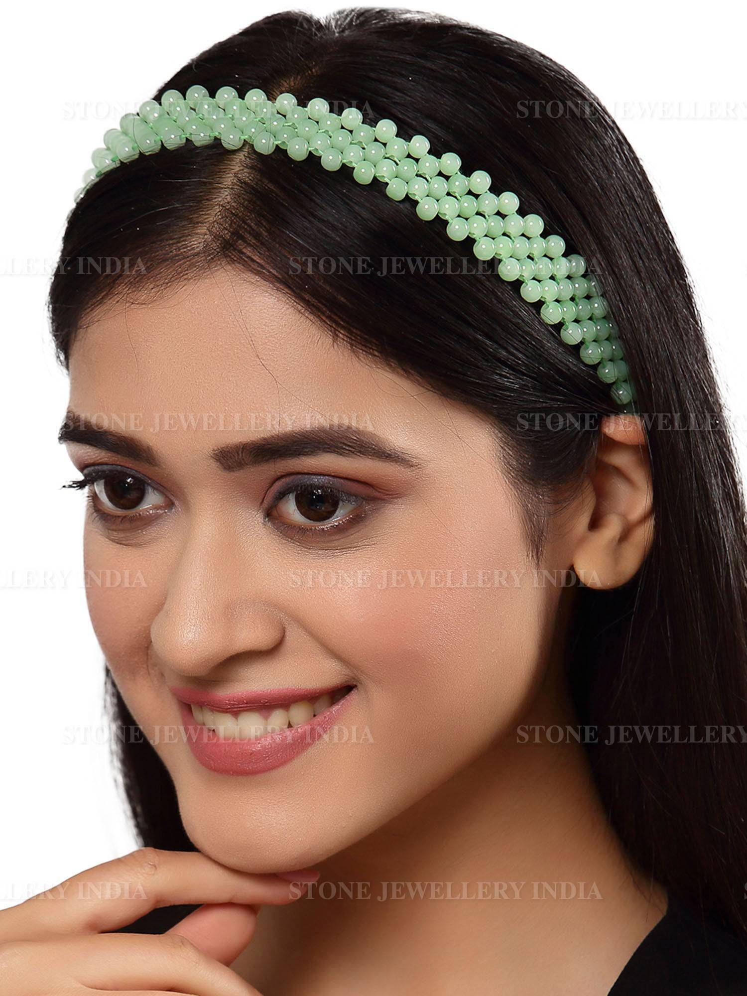 Handcrafted Mint Green Beaded Hairband for Girls | Save 33% - Rajasthan Living 9