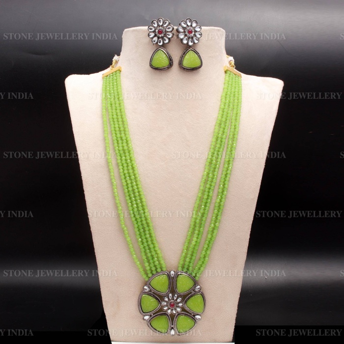 Long Green Polki Mala Necklace/Indian Long Necklace/Pakistani Jewelry/Necklace Mala/Indian/Punjabi Jewelry/Indian Wedding/Rani Haar | Save 33% - Rajasthan Living 5