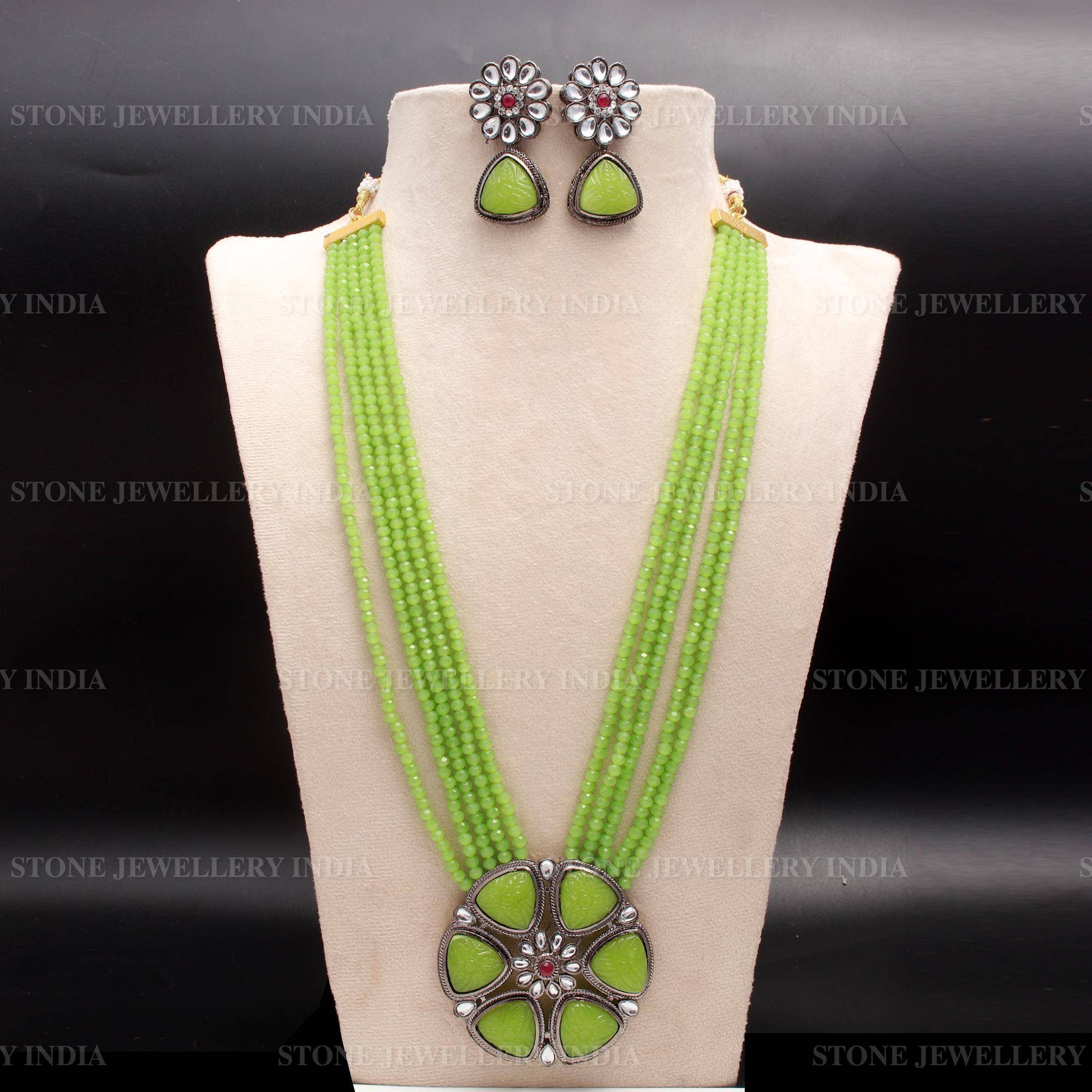 Meera Antique Long Necklace Set | Gold necklace indian bridal jewelry,  Antique jewelry indian, Long necklace