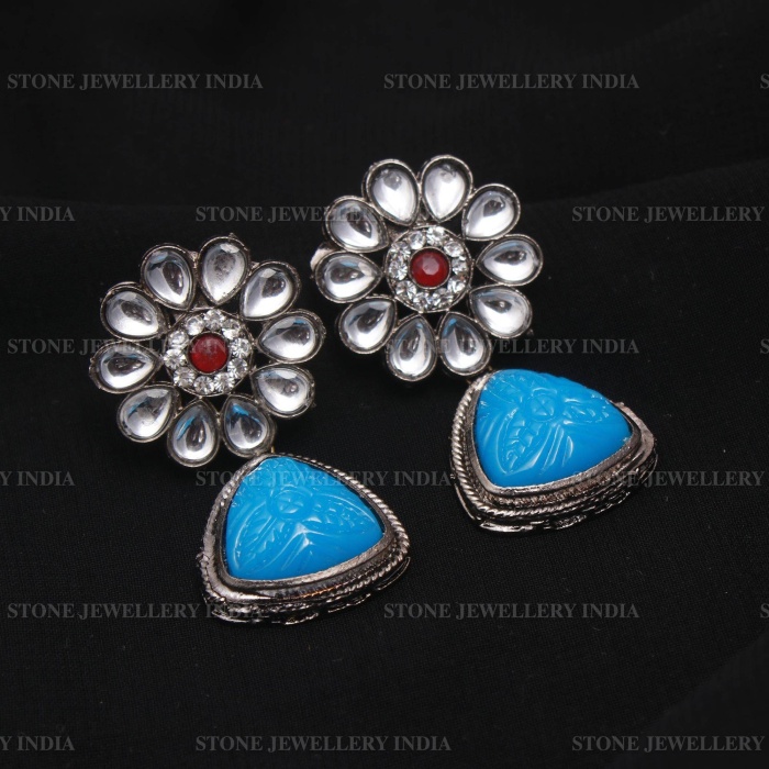 Long Sky Blue Polki Mala Necklace/indian Long Necklace/Pakistani Jewelry/Necklace Mala/Indian/Punjabi Jewelry/Indian Wedding/Rani Haar | Save 33% - Rajasthan Living 8