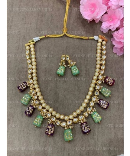 Indian Jewelry, Kundan Long Necklace, Kundan Layered Necklace, Green Kundan Necklace, Kundan Rani Haar, Kundan Jewelry, Green Choker Set | Save 33% - Rajasthan Living