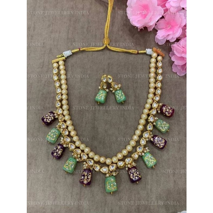 Indian Jewelry, Kundan Long Necklace, Kundan Layered Necklace, Green Kundan Necklace, Kundan Rani Haar, Kundan Jewelry, Green Choker Set | Save 33% - Rajasthan Living 5